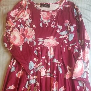 Burgundy Floral Dress